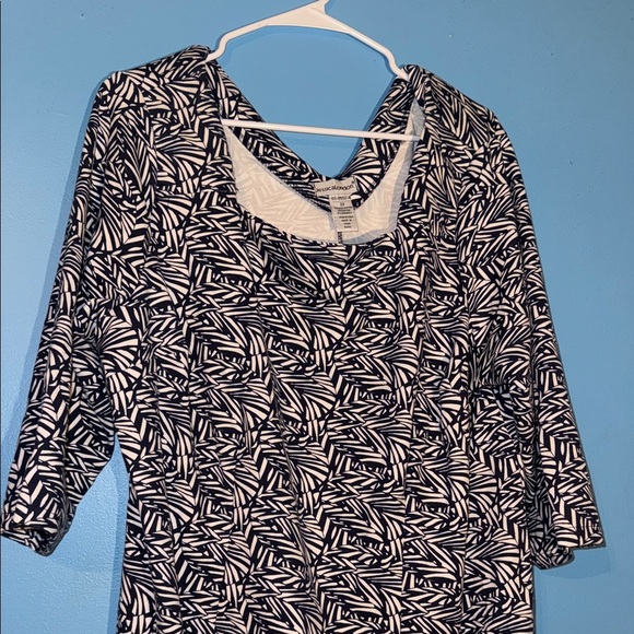 Jessica London Size 22 Elegant Navy Blue and White Patterned Dress - Picture 2 of 5